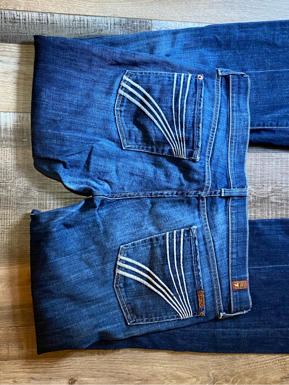 7 For All Mankind Women's Dark Blue Wide Leg Jeans - Picture 5 of 6